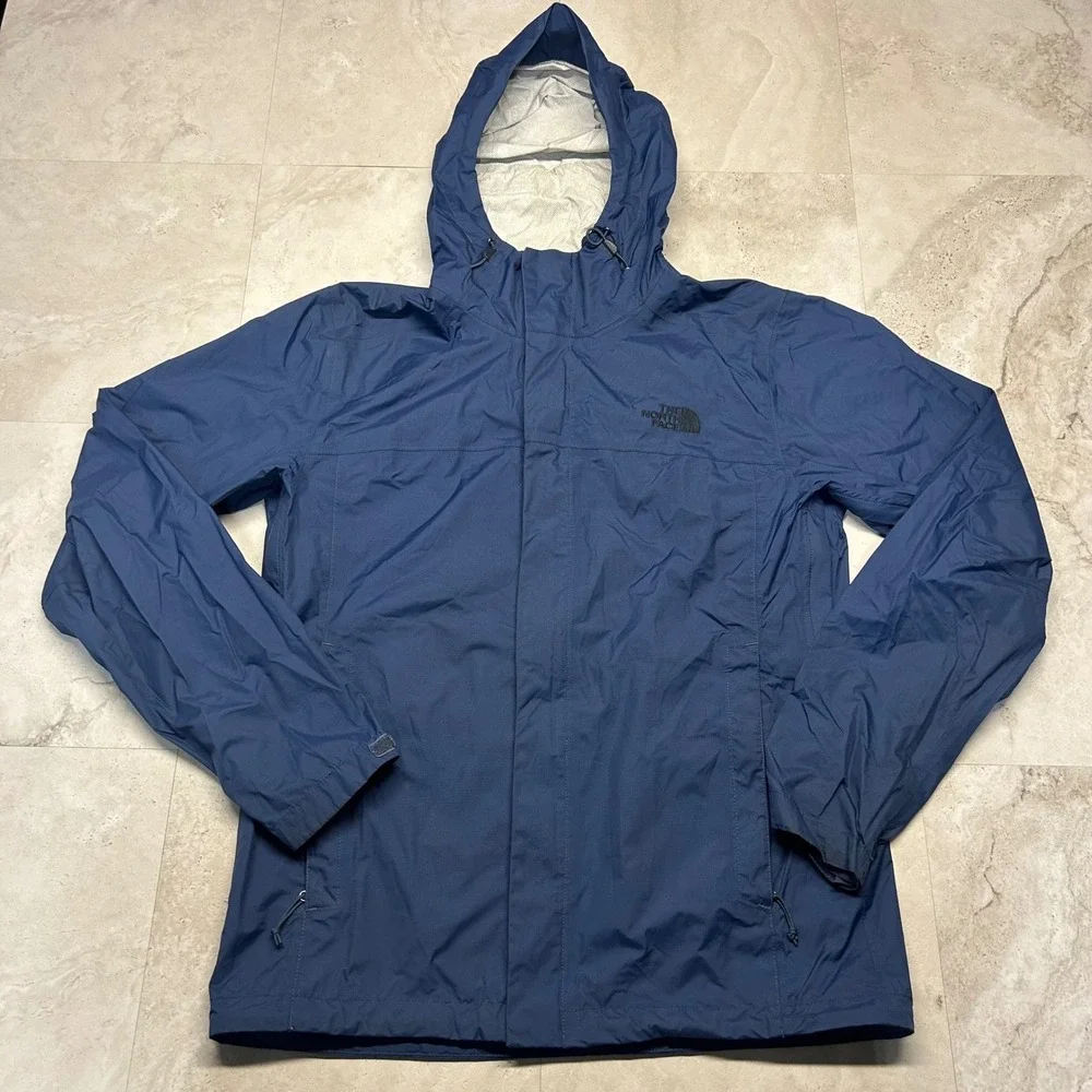 The North Face DryVent Rain Jacket Navy Blue Mens Small Waterproof Hooded Coat